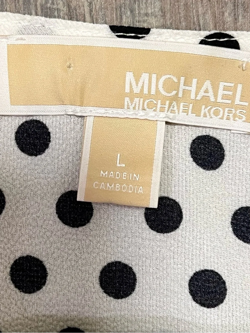 Michael Kors Black Polka Dot V-Neck Blouse on White